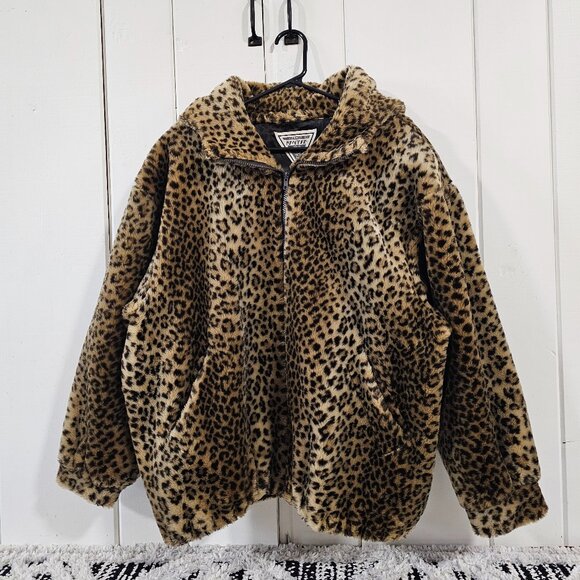 Vintage J Percy Marvin Richards Leopard Cheetah Print Hooded Women’s Coat size M - Picture 1 of 6